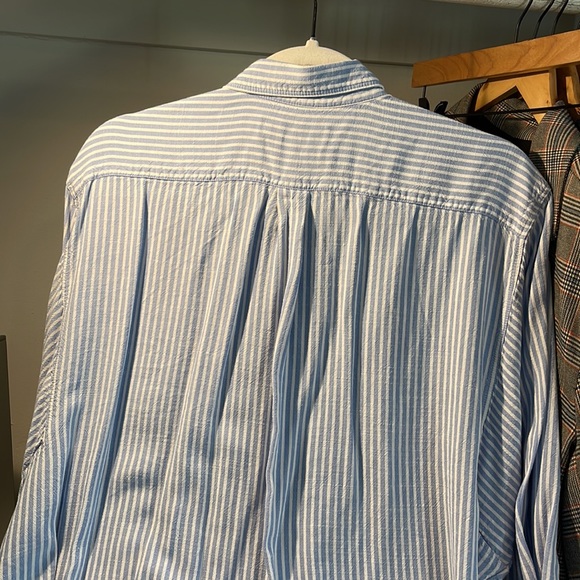 LOFT button up blue and white striped blouse - Picture 4 of 6